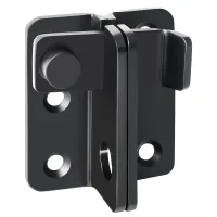 Pestillo para puerta interior de acero inoxidable, acabado negro mate, 52 x 62 x 30 mm, con tornillos, 1 unidad..