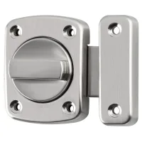 Cerradura giratoria para puerta interior, pestillo de aleación de zinc cepillado, 65 x 70 x 14 mm, 1 pieza con 6 tornillos..