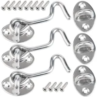 Lote de 3 ganchos para puerta de acero inoxidable 201, 7,5 cm, pestillo de gancho para puertas, ventanas y graneros, con tornillos..