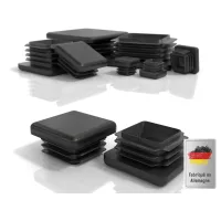 Tapones de aletas cuadrados 35 x 35 mm de plástico pe negro, para tubos cuadrados, patas de sillas, mesas y estanterías, 4 piezas..