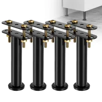 Juego de 4 patas de cama ajustables en altura 25-42 cm - patas de soporte reforzadas para somier de láminas, acero aleado, negro..