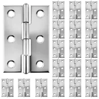 Pack de 20 bisagras plegables de acero inoxidable de 5 cm con orificios de montaje integrados, resistentes para muebles y armarios..