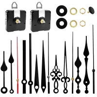 2 mecanismos de reloj de pared silenciosos a pilas, 5 juegos de agujas, 2 longitudes de eje, plástico y aluminio, kit de bricolaje..