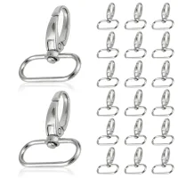20 mosquetones giratorios de aleación de zinc plateada, cierres para bolso y anillos llaveros, giro 360°, 32/38 mm, para manualidades y regalo..