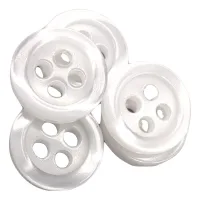 50 botones redondos blancos de 10 mm de poliéster con 4 agujeros para camisas, ropa de bebé y costura..