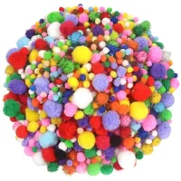 1000 pompones multicolores para manualidades, 1-3 cm, pequeños pompones suaves de polipropileno para decoración diy, guirnaldas y fiestas..