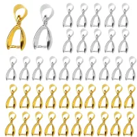 Pack de 100 ganchos de pinza dorados y plateados de 15 x 6,5 mm para hacer bisutería..