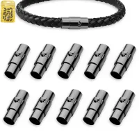 10 cierres magnéticos para pulseras de cuero, negro 4 mm, broches magnéticos para joyería, collares y pulseras, aleación de cobre, bricolaje..