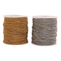 Cadena para joyería de acero inoxidable 304, alambre soldado 4x3x0,6 mm, dorado y plateado, 2 rollos de 5 m (10 m), para hacer bisutería..