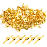 200 brads metálicos dorados de cabeza redonda 8mm x 18mm, mini sujetadores de metal para scrapbooking, clips para cartas y manualidades (oro)..