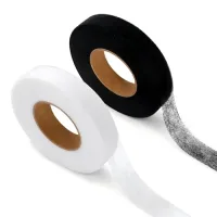 Cinta termoadhesiva para dobladillo, 2 rollos 2 cm x 50 m, negro y blanco, cinta de planchar para dobladillo de cortinas, tela no tejida lavable..