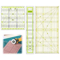 3 reglas de costura de acrílico transparentes, set patchwork con graduaciones y ángulos 30/45/60°, plantillas 5x30 cm 15x15 cm 15x30 cm..