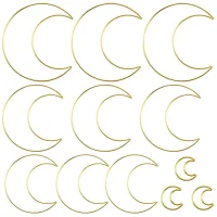 12 anillos luna de metal dorado para atrapasueños, macramé y manualidades, 4 tamaños 2/10/15/20 cm..