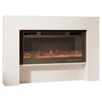 Mueble con chimenea eléctrica decorativa para salón moderno,estufa de bajo consumo,1000/2000w,efecto llama realista con led,blanco,127,4x86,6x21cm