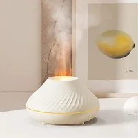 Difusor de aceites esenciales con humidificador y llama de 7 colores (blanco), para el hogar, el dormitorio, el yoga y la oficina, con protección de a