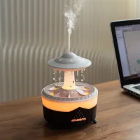Humidificador aromático (negro) para aceites esenciales, humidificador de aire, humidificador aromático eléctrico, con forma de seta, humidificador co