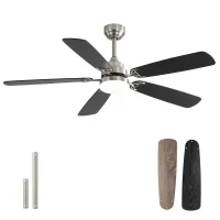 Ventilador de techo 132 cm con led 18 w, 6 velocidades, 5 aspas, mando y motor dc reversible