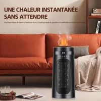 Radiador eléctrico efecto llama, calefactor auxiliar rápido y silencioso con protección múltiple para dormitorio, salón y oficina