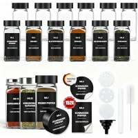 Frascos cuadrados para especias 12 pcs 120ml con etiquetas impermeables y tapón dosificador – almacenaje cocina práctico y elegante