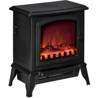 Chimenea eléctrica 2000w con efecto de llama led realista, estufa portátil para salón, dormitorio y oficina, metal negro