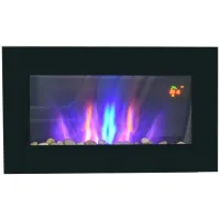 Chimenea eléctrica de pared led 1000/2000w con control remoto, 7 colores, calefacción regulable, diseño negro