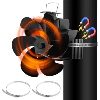 Ventilador de chimenea silencioso de 6 aspas para estufas de leña chimeneas de gas soportes para chimeneas de leña