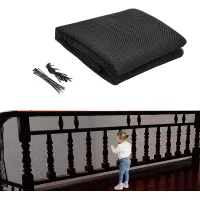 Red de seguridad infantil para escaleras de 300 x 79 cm - negra, red protectora para balcones, red anticaídas para gatos