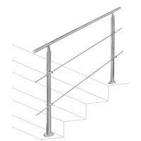 Barandilla de escalera inox 150 cm con 2 lisos, inclinación ajustable, instalación simple, uso interior exterior