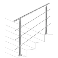 Barandilla de escalera inox 150 cm con 3 lisos, inclinación ajustable, instalación simple, uso interior exterior