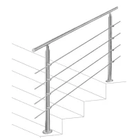 Barandilla de escalera inox 150 cm con 4 lisos, inclinación ajustable, instalación simple, uso interior exterior