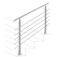 Barandilla de escalera inox 150 cm con 5 lisos, inclinación ajustable, instalación simple, uso interior exterior