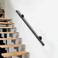 Mano pasamanos escalera 150 cm hierro negro, rampa de apoyo de pared para casa pasillo jardín