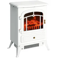 Chimenea eléctrica con calefacción, efecto llama led, 950/1850w, protección sobrecalentamiento, blanco, navidad