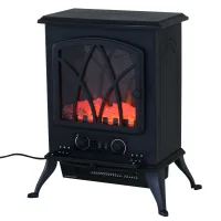 Chimenea eléctrica con calefacción, efecto llama led, 1000/2000w, deco, negro, navidad