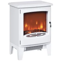 Chimenea eléctrica con calefacción, efecto llama led, 900/1800w, deco, blanco, navidad