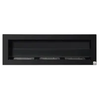 Chimenea bioetanol, 3 quemadores, 1l, 3h, 2000w, sin humo, pared, acero/vidrio templado, negro, 120x15x40 cm