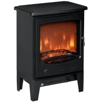 Chimenea led eléctrica, efecto llama, 900/1800w, negro, casa, navidad