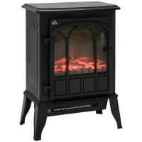Chimenea eléctrica, llamas led, 1000/2000w, temperatura/brillo ajustables, metal, 39x23x56,5 cm
