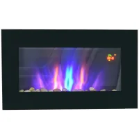 Chimenea eléctrica de pared, 1000/2000w, efecto fuego led, mando, look elegante, calefacción