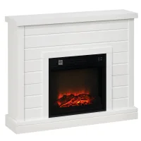 Chimenea eléctrica, efecto llama 3d, 3 ajustes, temporizador, mando, blanco