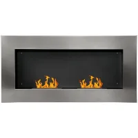 Chimenea bioetanol de pared acero inox, 2 quemadores 0,9l, 110x54x14 cm