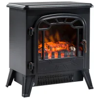 Chimenea eléctrica efecto llama ajustable, 925/1850w, temperatura ajustable, termostato, protección sobrecalentamiento, 36x25,5x41,5 cm, negro