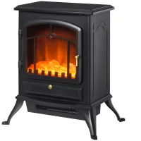 Chimenea eléctrica de pie, efecto llama, 1000/2000w, protección sobrecalentamiento, termostato, abs/vidrio, 45x28x54 cm, negro