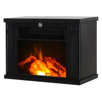 Chimenea eléctrica de mesa, efecto llama, 600/1200w, temperatura ajustable, 10-15 m², negro