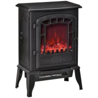 Chimenea eléctrica efecto llama, 1000/2000w, temperatura ajustable, protección sobrecalentamiento, 20-25 m², 39x24x56,5 cm, negro