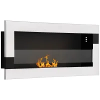 Chimenea bioetanol acero inox, 2,5h combustión, depósito 1,5l, 20 m², 90x16x40 cm, plata