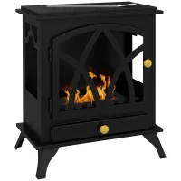 Chimenea bioetanol de pie, quemador 1,2l, 25 m², 45x28x54 cm, negro