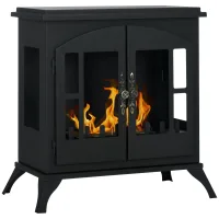 Chimenea bioetanol acero inox, quemador 0,9l, 3h, 55x31x55 cm, negro