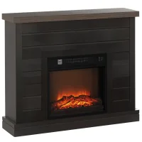 Chimenea eléctrica 1800w efecto llama mando, madera/metal/vidrio, 96,5x22x81,7 cm, gris oscuro