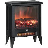Chimenea eléctrica 1800w efecto llama 3 intensidades, metal/vidrio, 36x21x47 cm, negro